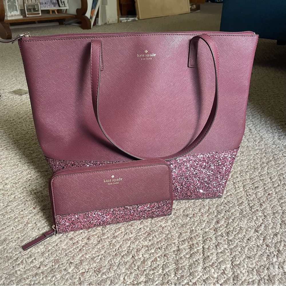 Kate Spade Glitter Bottom Tote and Wallet